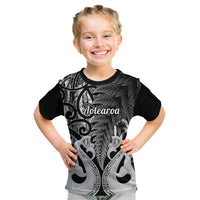 Personalised New Zealand Kid T Shirt Te Manaia Mangopare Maori And Fern Black Style - Wonder Print Shop
