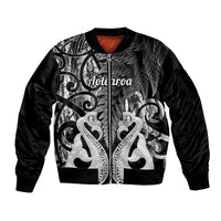 Personalised New Zealand Sleeve Zip Bomber Jacket Te Manaia Mangopare Maori And Fern Black Style - Wonder Print Shop
