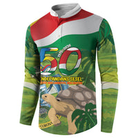Seychelles National Day Personalized Button Sweatshirt 50 Years Anniversary Lendepandans Sesel