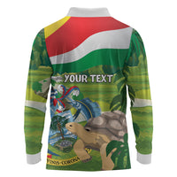 Seychelles National Day Personalized Long Sleeve Polo Shirt 50 Years Anniversary Lendepandans Sesel