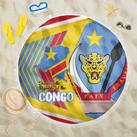 DR Congo Independence Day Beach Blanket Congo-Kinshasa Coat Of Arms Style