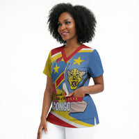 DR Congo Independence Day Personalized Scrub Top Congo-Kinshasa Coat Of Arms Style