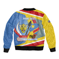 DR Congo Independence Day Personalized Sleeve Zip Bomber Jacket Congo-Kinshasa Coat Of Arms Style