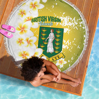 British Virgin Islands Day Beach Blanket Vigilate Plumeria Alba Coat Of Arms
