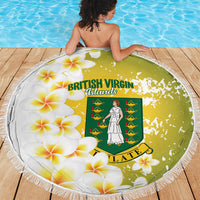 British Virgin Islands Day Beach Blanket Vigilate Plumeria Alba Coat Of Arms