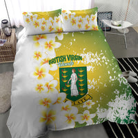 British Virgin Islands Day Bedding Set Vigilate Plumeria Alba Coat Of Arms