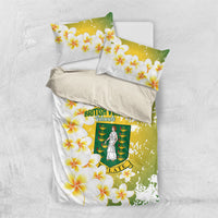 British Virgin Islands Day Bedding Set Vigilate Plumeria Alba Coat Of Arms