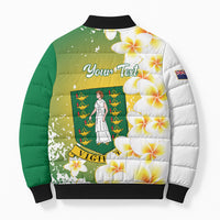 British Virgin Islands Day Personalised Bomber Puffer Jacket Vigilate Plumeria Alba Coat Of Arms