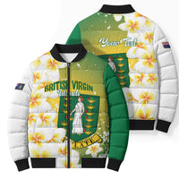 British Virgin Islands Day Personalised Bomber Puffer Jacket Vigilate Plumeria Alba Coat Of Arms