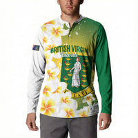 British Virgin Islands Day Personalised Button Sweatshirt Vigilate Plumeria Alba Coat Of Arms