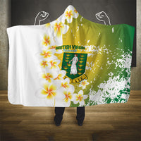 British Virgin Islands Day Hooded Blanket Vigilate Plumeria Alba Coat Of Arms