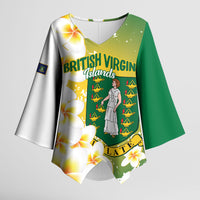 British Virgin Islands Day Personalised Kimono Sleeve Blouse Vigilate Plumeria Alba Coat Of Arms
