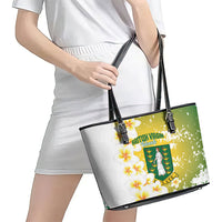 British Virgin Islands Day Leather Tote Bag Vigilate Plumeria Alba Coat Of Arms