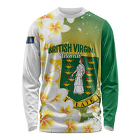British Virgin Islands Day Personalised Long Sleeve Shirt Vigilate Plumeria Alba Coat Of Arms