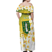 British Virgin Islands Day Personalised Off Shoulder Maxi Dress Vigilate Plumeria Alba Coat Of Arms