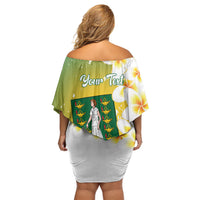 British Virgin Islands Day Personalised Off Shoulder Short Dress Vigilate Plumeria Alba Coat Of Arms