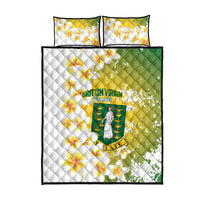 British Virgin Islands Day Quilt Bed Set Vigilate Plumeria Alba Coat Of Arms