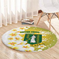 British Virgin Islands Day Round Carpet Vigilate Plumeria Alba Coat Of Arms