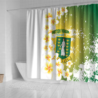 British Virgin Islands Day Shower Curtain Vigilate Plumeria Alba Coat Of Arms