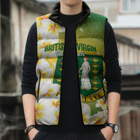 British Virgin Islands Day Personalised Sleeveless Puffer Jacket Vigilate Plumeria Alba Coat Of Arms