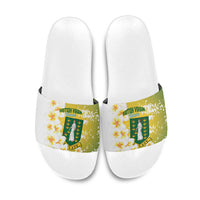 British Virgin Islands Day Slide Sandals Vigilate Plumeria Alba Coat Of Arms