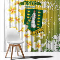 British Virgin Islands Day Window Curtain Vigilate Plumeria Alba Coat Of Arms
