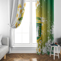 British Virgin Islands Day Window Curtain Vigilate Plumeria Alba Coat Of Arms