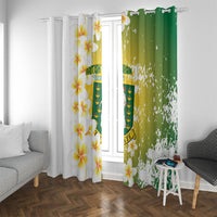British Virgin Islands Day Window Curtain Vigilate Plumeria Alba Coat Of Arms