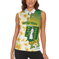 British Virgin Islands Day Personalised Women Sleeveless Polo Shirt Vigilate Plumeria Alba Coat Of Arms
