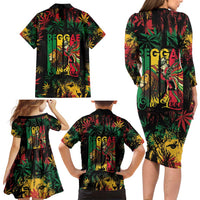 Jamaica Reggae Festival Family Matching Long Sleeve Bodycon Dress and Hawaiian Shirt One Love Rastafari Culture - Wonder Print Shop