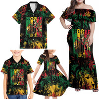Jamaica Reggae Festival Family Matching Off Shoulder Maxi Dress and Hawaiian Shirt One Love Rastafari Culture - Wonder Print Shop