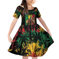 Jamaica Reggae Festival Family Matching Off Shoulder Short Dress and Hawaiian Shirt One Love Rastafari Culture - Wonder Print Shop