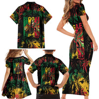 Jamaica Reggae Festival Family Matching Short Sleeve Bodycon Dress and Hawaiian Shirt One Love Rastafari Culture - Wonder Print Shop