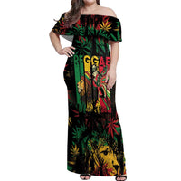 Jamaica Reggae Festival Off Shoulder Maxi Dress One Love Rastafari Culture - Wonder Print Shop