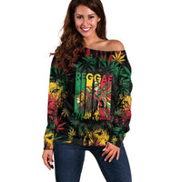 Jamaica Reggae Festival Off Shoulder Sweater One Love Rastafari Culture - Wonder Print Shop