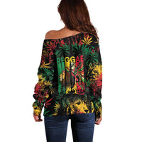 Jamaica Reggae Festival Off Shoulder Sweater One Love Rastafari Culture - Wonder Print Shop
