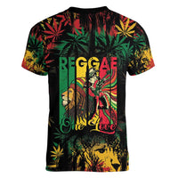 Jamaica Reggae Festival Women V-Neck T-Shirt One Love Rastafari Culture - Wonder Print Shop