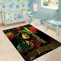 King Of Reggae Legend Bob Area Rug Rasta Cannabis - Wonder Print Shop