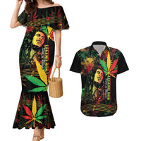 King Of Reggae Legend Bob Couples Matching Mermaid Dress and Hawaiian Shirt Rasta Cannabis - Wonder Print Shop