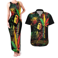 King Of Reggae Legend Bob Couples Matching Tank Maxi Dress and Hawaiian Shirt Rasta Cannabis - Wonder Print Shop