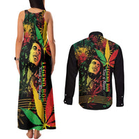 King Of Reggae Legend Bob Couples Matching Tank Maxi Dress and Long Sleeve Button Shirt Rasta Cannabis - Wonder Print Shop
