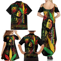 King Of Reggae Legend Bob Family Matching Summer Maxi Dress and Hawaiian Shirt Rasta Cannabis - Wonder Print Shop