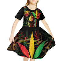 King Of Reggae Legend Bob Kid Short Sleeve Dress Rasta Cannabis - Wonder Print Shop