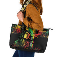 King Of Reggae Legend Bob Leather Tote Bag Rasta Cannabis - Wonder Print Shop