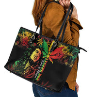King Of Reggae Legend Bob Leather Tote Bag Rasta Cannabis - Wonder Print Shop