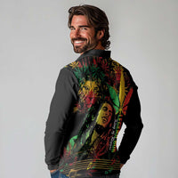 King Of Reggae Legend Bob Long Sleeve Polo Shirt Rasta Cannabis - Wonder Print Shop