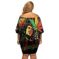 King Of Reggae Legend Bob Off Shoulder Short Dress Rasta Cannabis - Wonder Print Shop