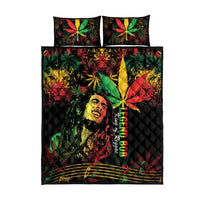 King Of Reggae Legend Bob Quilt Bed Set Rasta Cannabis - Wonder Print Shop