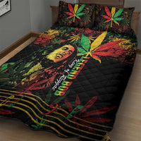 King Of Reggae Legend Bob Quilt Bed Set Rasta Cannabis - Wonder Print Shop