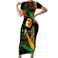 King Of Reggae Legend Bob Short Sleeve Bodycon Dress Rasta Cannabis - Wonder Print Shop